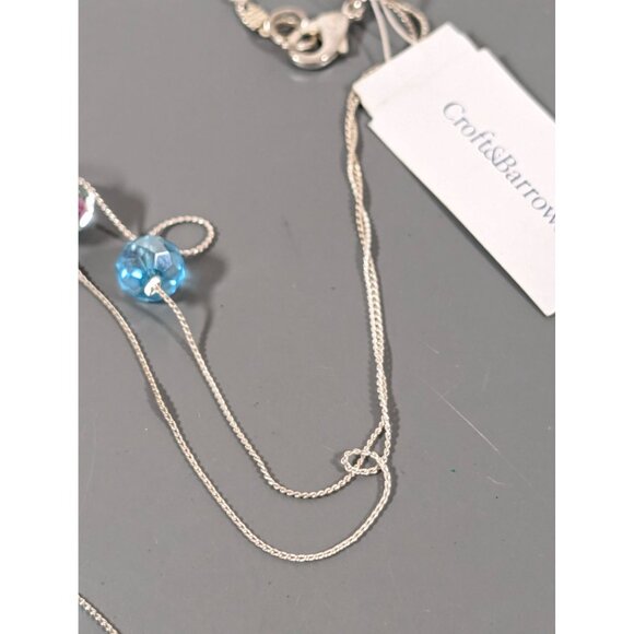 Croft & Barrow Blue Glass Cats Eye Pink Rose Flower Bead Multi Chain Necklace NE - Picture 6 of 11